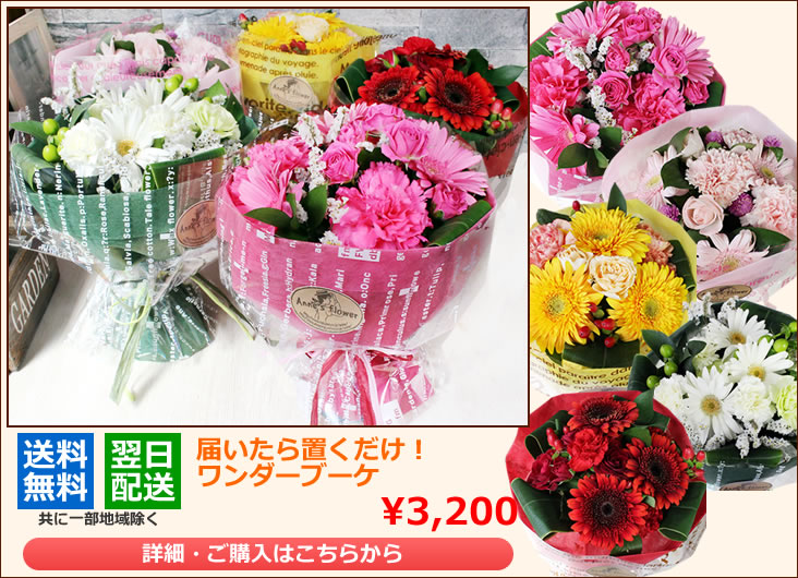 楽天市場 種類別のお花 アンのお花 季節の花束特集 届いたら置くだけ 花瓶のいらないワンダーブーケ特集 いつもアンのお花屋さん