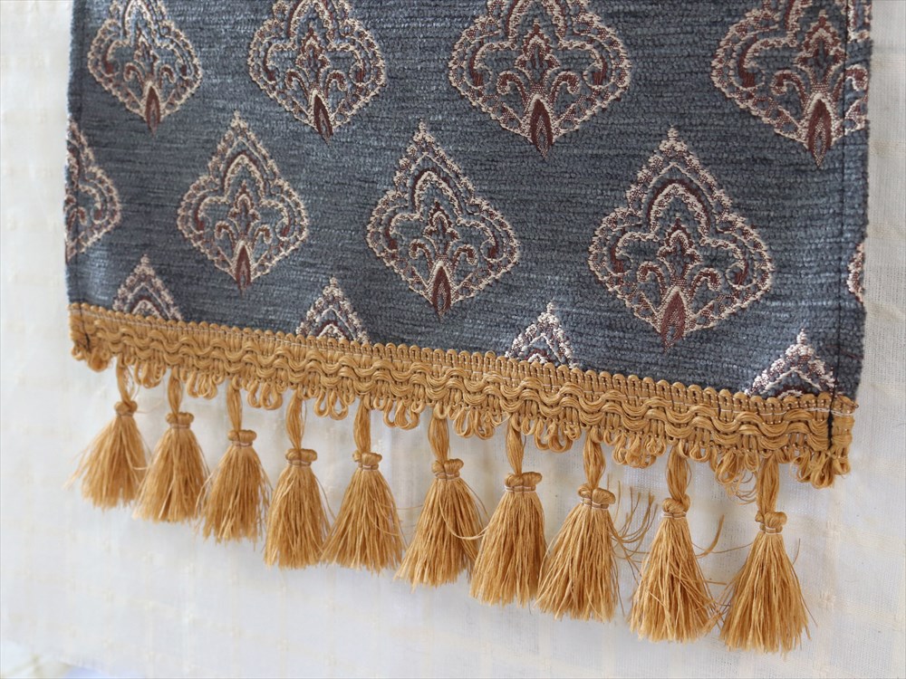 テーブルランナー・ベッドスロー 216×32cm ヤプラック・エレファントグレー Table runner， Bed through， Turkish textile， トルコ製ファブリック 激安 購入 オンライン