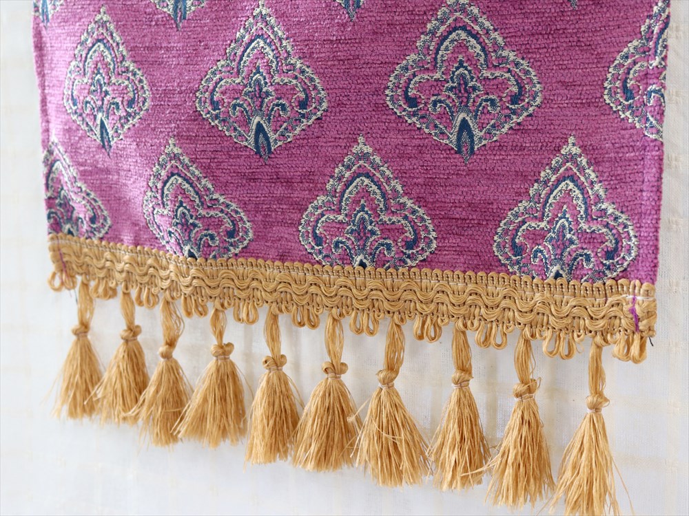 テーブルランナー・ベッドスロー 216×32cm ヤプラック・ロータスピンク Table runner， Bed through， Turkish textile， トルコ製ファブリック