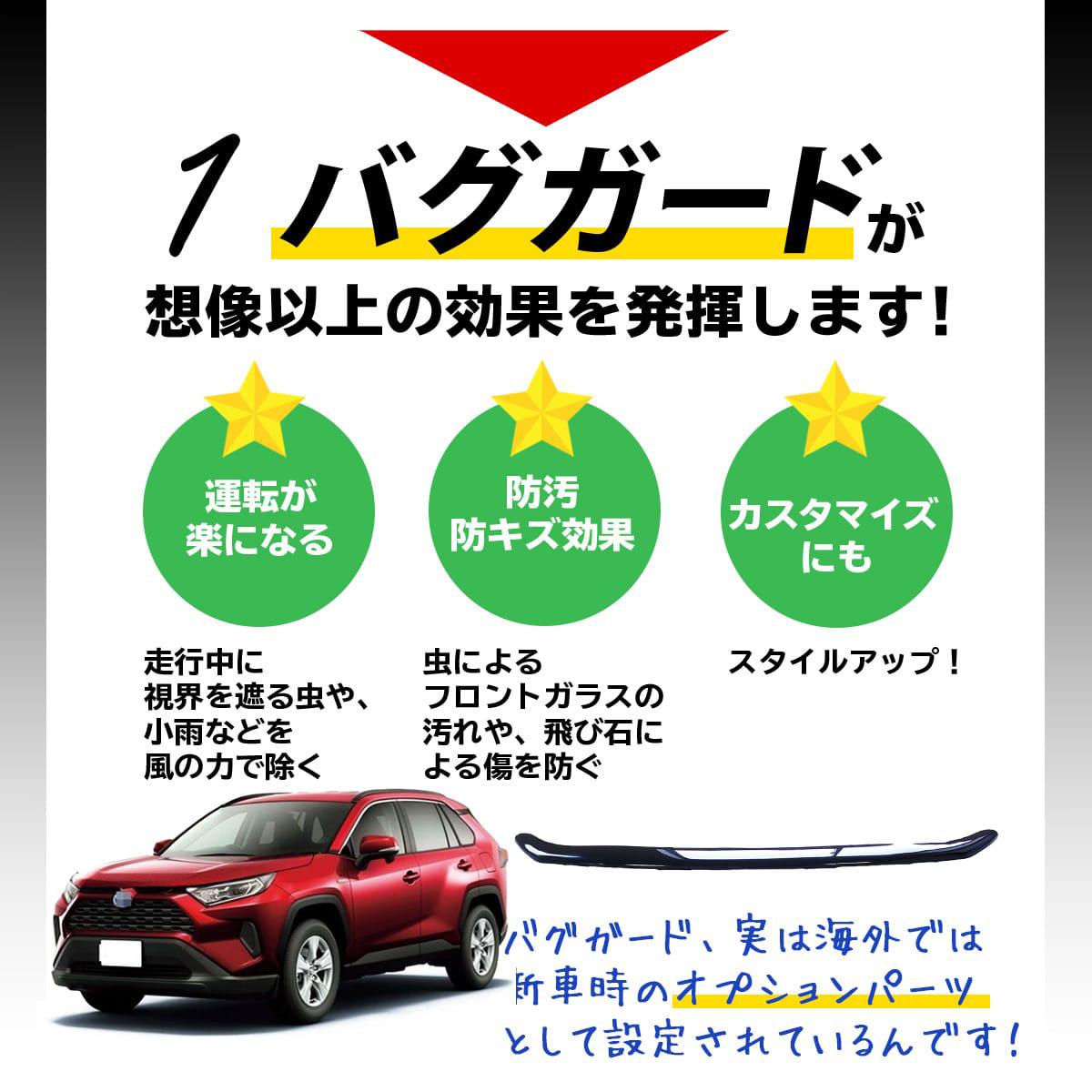 RAV4 50系 ボンネットバグガード 2019年～ バグガード ボンネットバイザー 飛び石防止 虫よけ アクセサリー カスタム ドレスアップ エアロ スポイラー ドライブ おでかけ 旅行 週間ランキング１位獲得