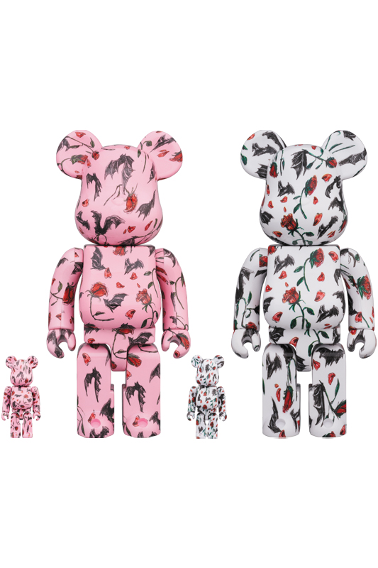BE@RBRICK KIDILL × ERI WAKIYAMA BAT & ROSE 100% & 400% Pink/White